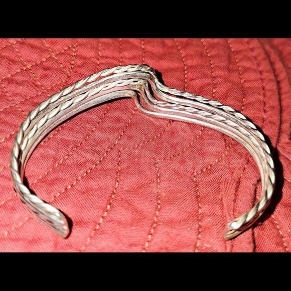 Vintage Signed 925 MEXICO  Braided CUFF BRACELET 6.5" Untested - Picture 5 of 7